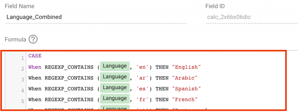Turning Language Codes to Language Names in Google Data Studio 2
